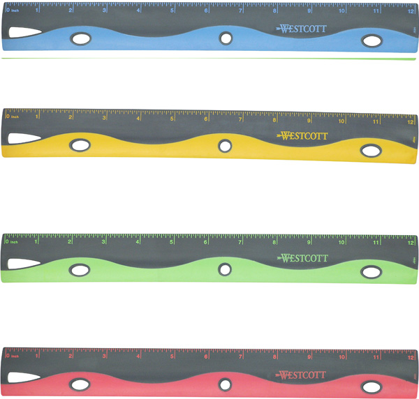 RULER/12IN WAVE ASST COLOR