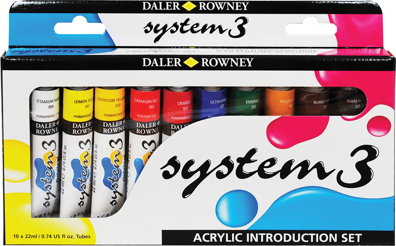 SYSTEM 3 ACRYLIC ORIGINAL INTRODUCTORY SET 10 COLORS 22ML