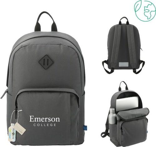 Emerson Repreve Ocean Everyday Computer Backpack Emerson College Wordmark - ONLINE ONLY