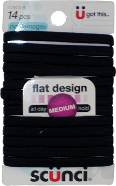 PONYTAIL HOLDER 14CT BLK FLAT EL