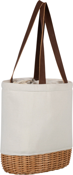 Canvas and Wicker Lunch Basket Tote Bag