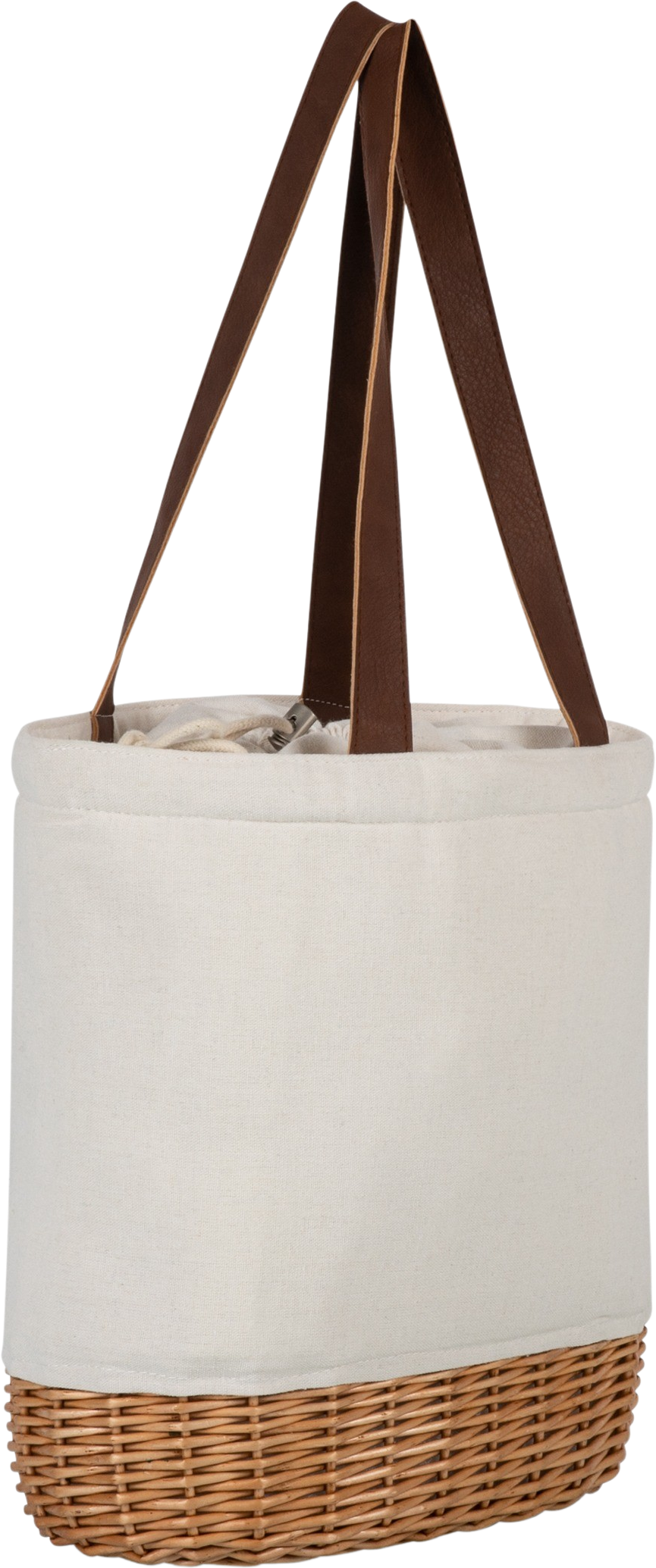 Canvas and Wicker Lunch Basket Tote Bag